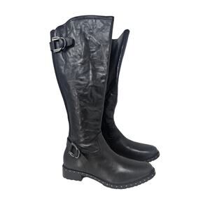 NEW Vintage Foundry 8 Black Leather Tall Boot Minimalist Western Goth Buckle